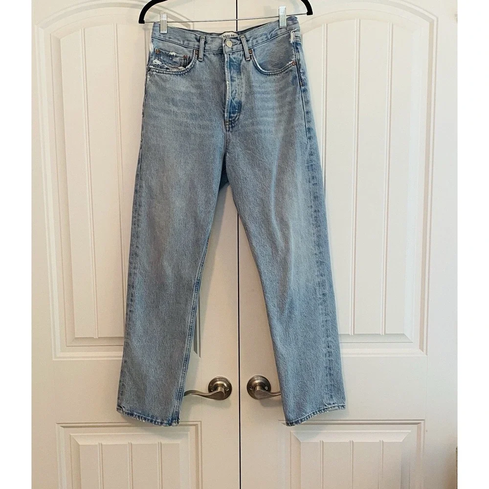 Agolde 90s Jeans Women's Sz 27 High Rise Straight Leg Denim Organic Cotton Pants - Picture 1 of 12